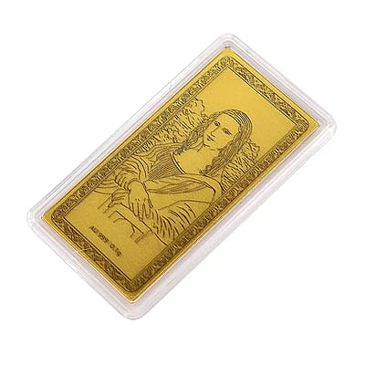 24K Gold Emboss Mona Lisa Sheet 55x30mm 100mg