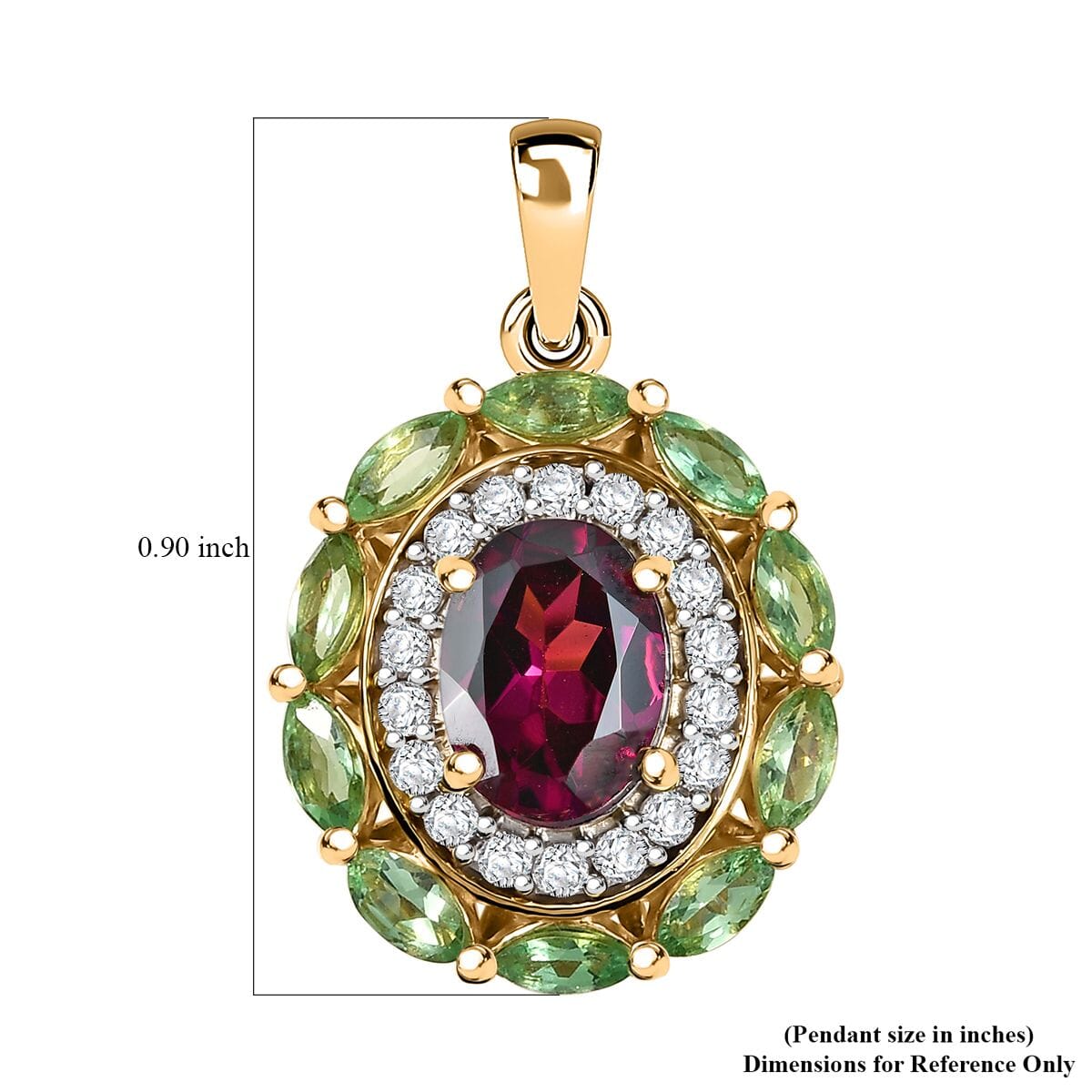 D'Joy AAA Radiant Ember Garnet and Multi Gemstone 2.70 ctw Crimson Garden Pendant Necklace (20 inch) in 18K Vermeil Yellow Gold Over Sterling Silver image number 5