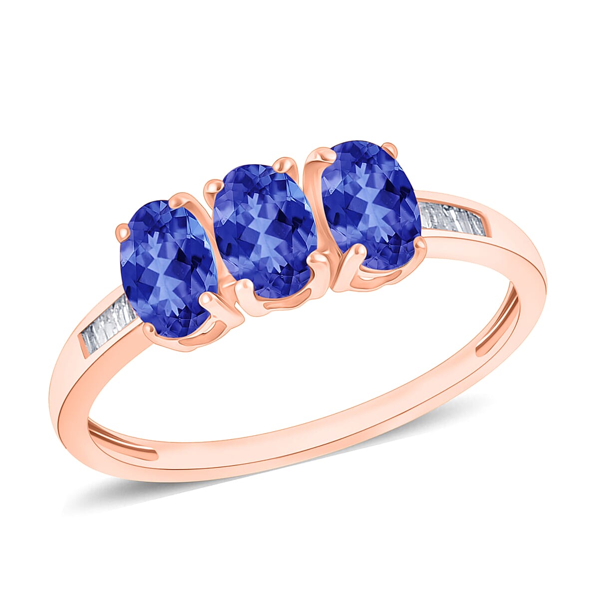 D'Joy AAA Tanzanite and Diamond Ring in 18K Vermeil Rose Gold Over Sterling Silver (Size 10.0) 1.62 ctw (Del. in 10-12 Days) image number 0
