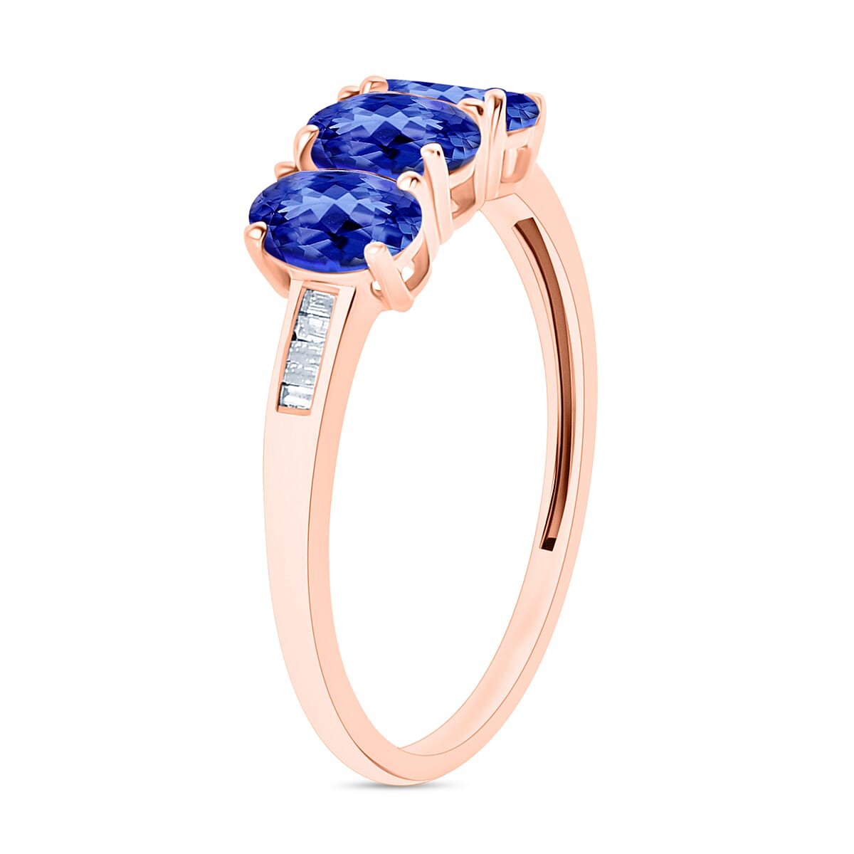 D'Joy AAA Tanzanite and Diamond Ring in 18K Vermeil Rose Gold Over Sterling Silver (Size 5.5) 1.62 ctw (Del. in 10-12 Days) image number 2