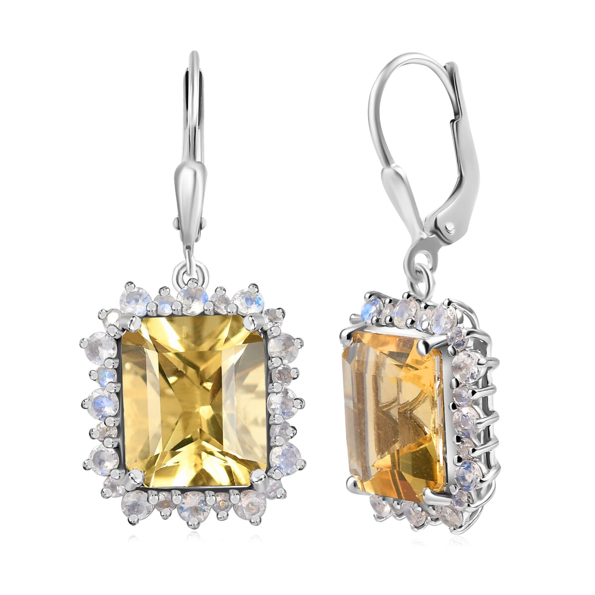 D'Joy Yellow Labradorite and Moon Glow Moonstone 11.75 ctw Moonlit Drops Earrings in Rhodium Over Sterling Silver image number 0