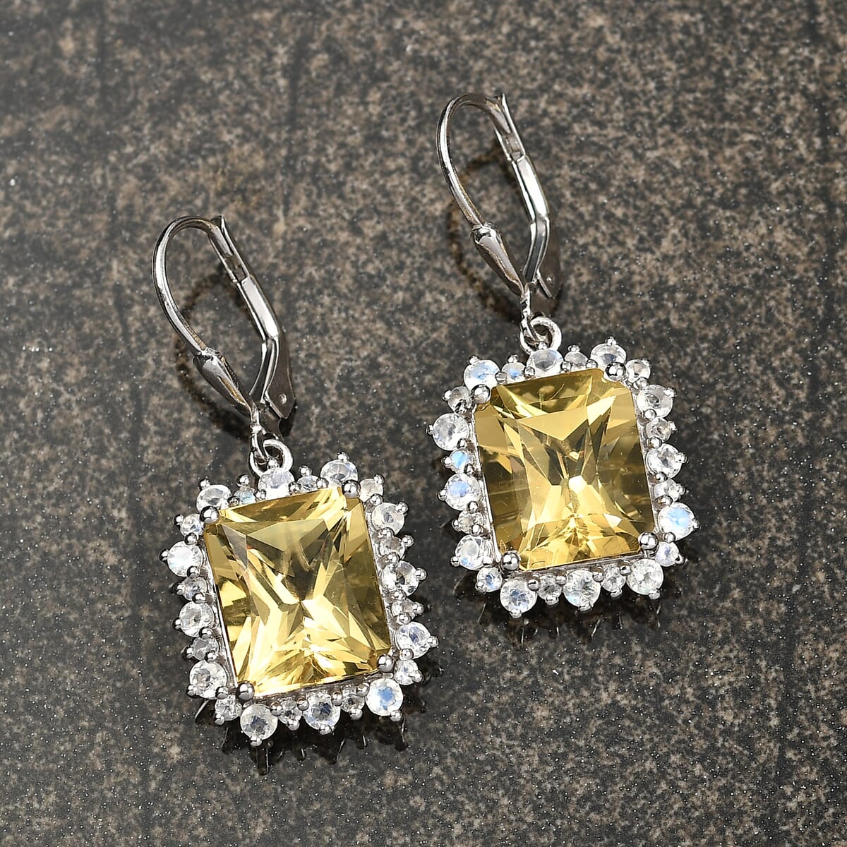 D'Joy Yellow Labradorite and Moon Glow Moonstone 11.75 ctw Moonlit Drops Earrings in Rhodium Over Sterling Silver image number 1