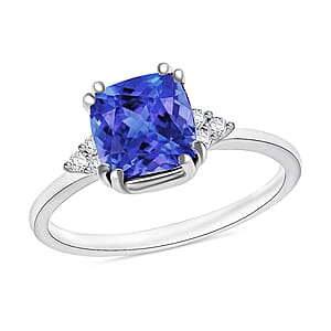 Luxoro AAA Tanzanite and G-H I2 Diamond Ring in 14K White Gold (Size 10.5) 1.49 ctw
