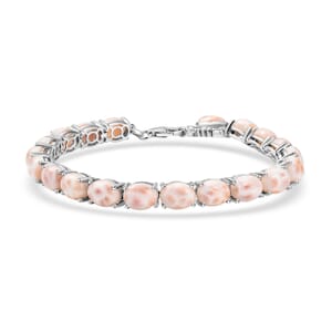 D'Joy Pink Natrolite 23.50 ctw Turtle Bracelet in Rhodium Over Sterling Silver (7.25 In)