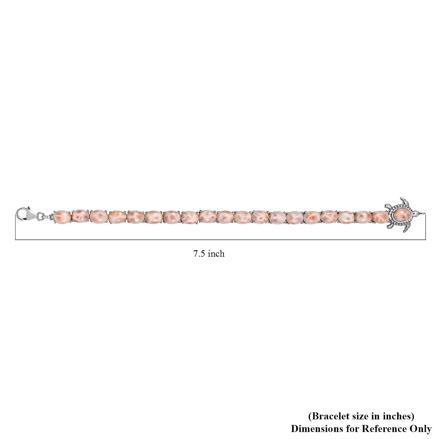 D'Joy Pink Natrolite 23.50 ctw Turtle Bracelet in Rhodium Over Sterling Silver (7.25 In)