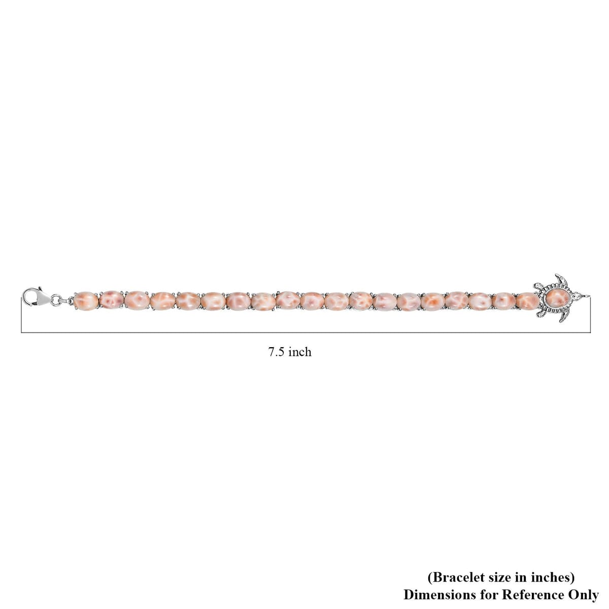 D'Joy Pink Natrolite 23.50 ctw Turtle Bracelet in Rhodium Over Sterling Silver (7.25 In) image number 4