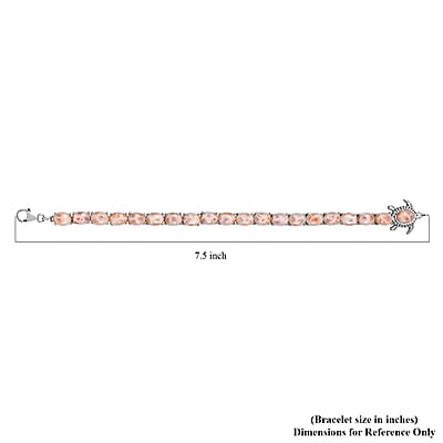D'Joy Pink Natrolite 23.50 ctw Turtle Bracelet in Rhodium Over Sterling Silver (7.25 In)