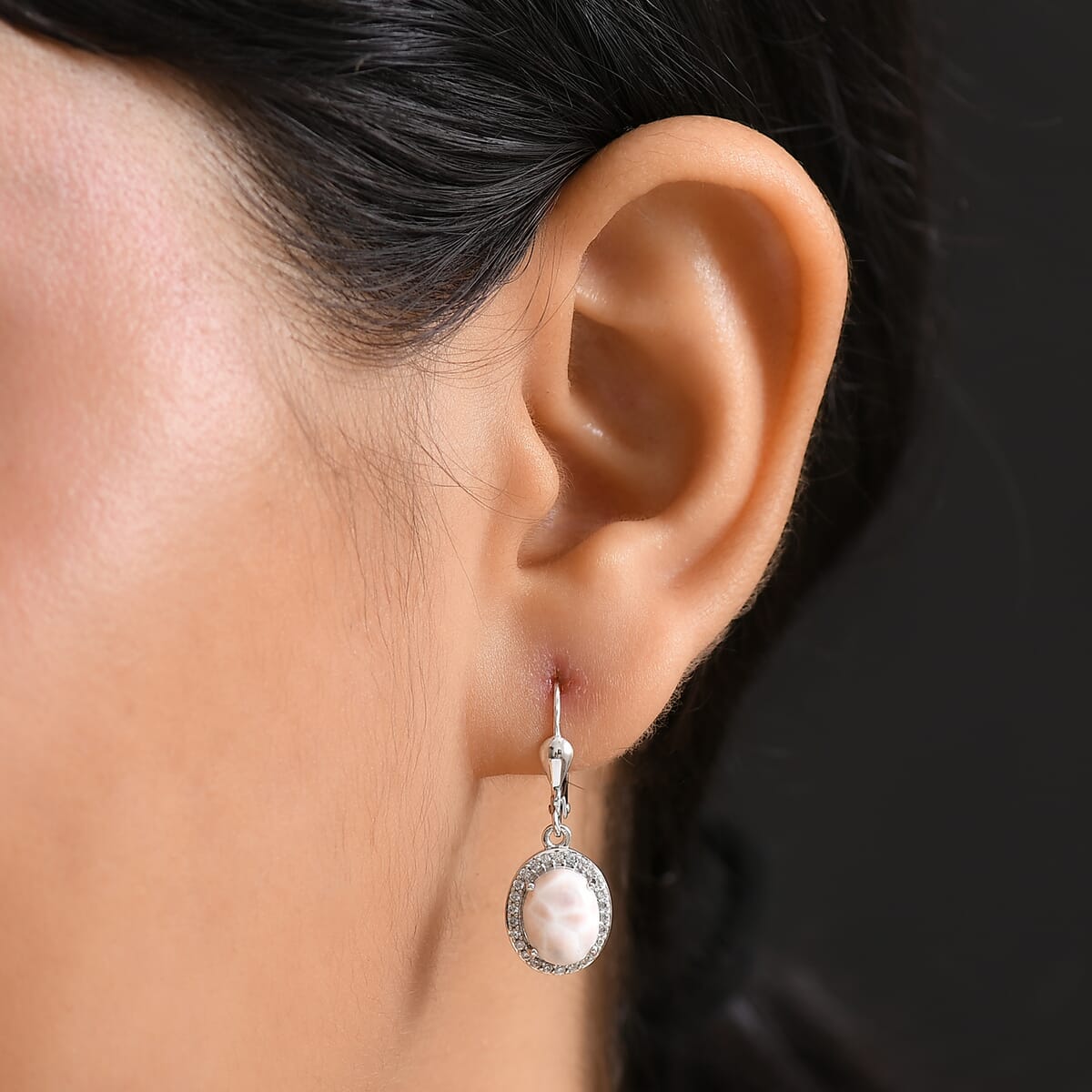 D'Joy Pink Natrolite and White Zircon 4.00 ctw Whale Earrings in Rhodium Over Sterling Silver image number 2