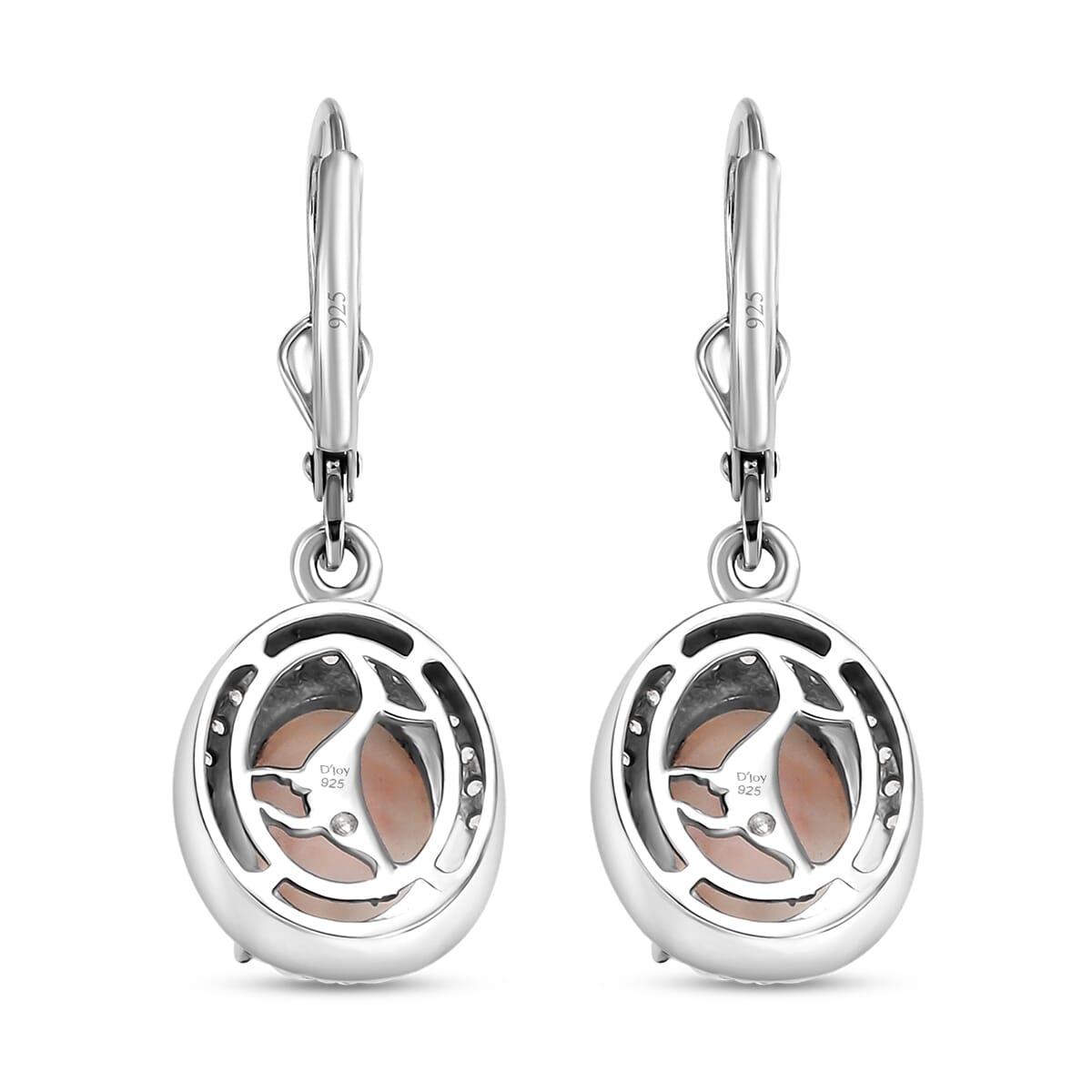D'Joy Pink Natrolite and White Zircon 4.00 ctw Whale Earrings in Rhodium Over Sterling Silver image number 4