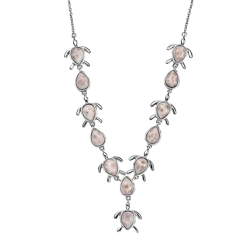 D'Joy Pink Natrolite 12.65 ctw Turtle Necklace in Platinum Over Sterling Silver 18-20 Inches