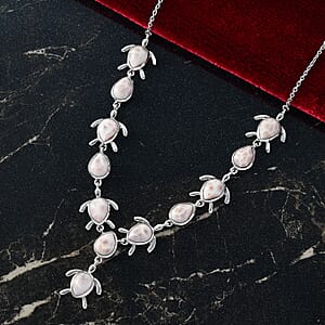 D'Joy Pink Natrolite 12.65 ctw Turtle Necklace in Platinum Over Sterling Silver 18-20 Inches