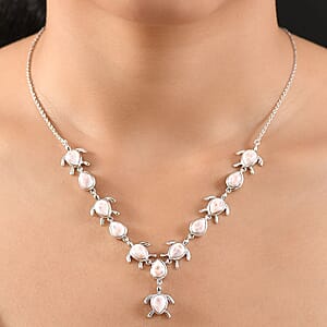 D'Joy Pink Natrolite 12.65 ctw Turtle Necklace in Platinum Over Sterling Silver 18-20 Inches