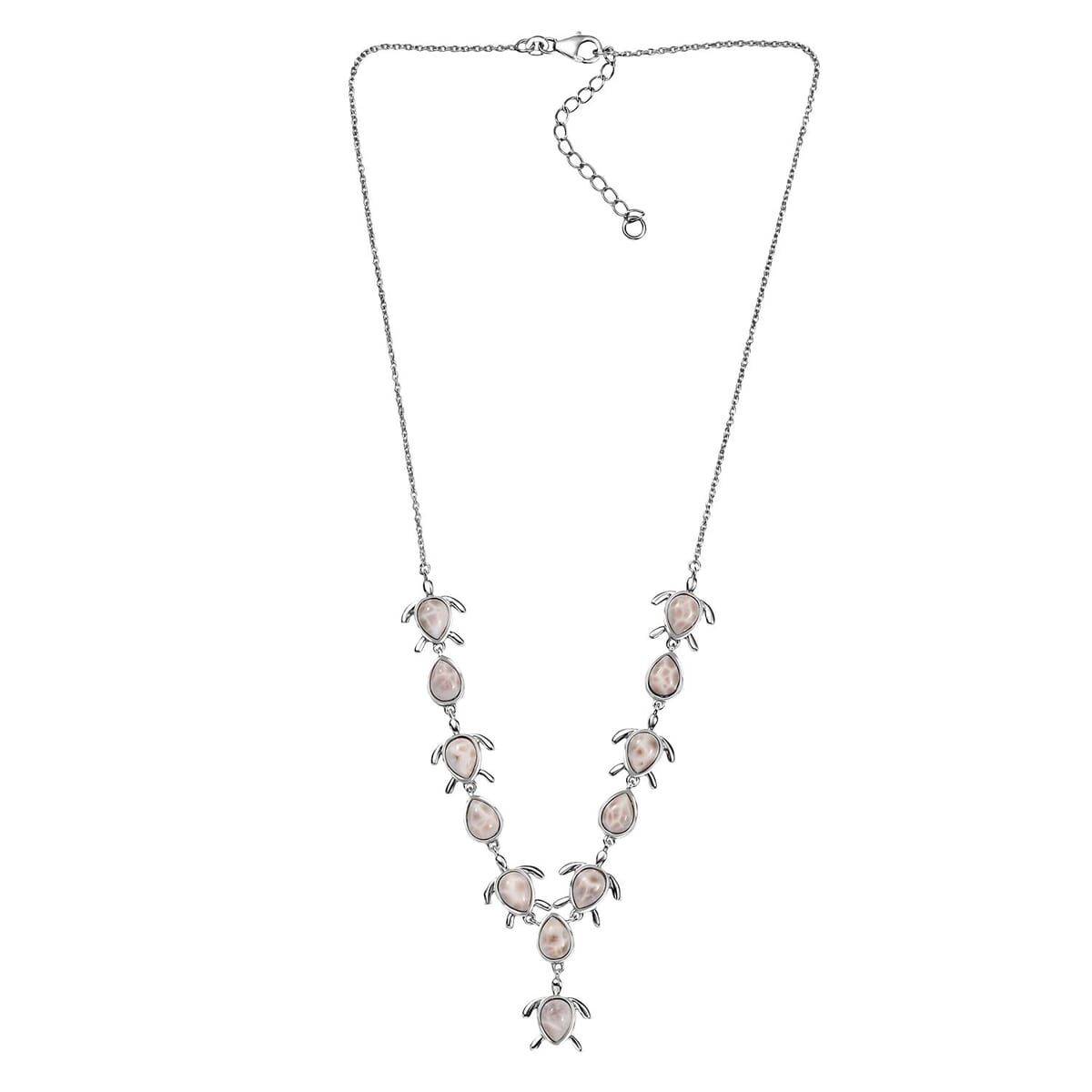 D'Joy Pink Natrolite 12.65 ctw Turtle Necklace in Platinum Over Sterling Silver 18-20 Inches image number 3