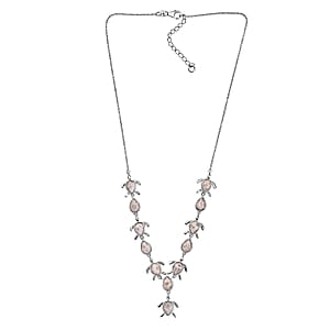 D'Joy Pink Natrolite 12.65 ctw Turtle Necklace in Platinum Over Sterling Silver 18-20 Inches