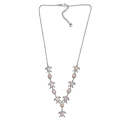 D'Joy Pink Natrolite 12.65 ctw Turtle Necklace in Platinum Over Sterling Silver 18-20 Inches