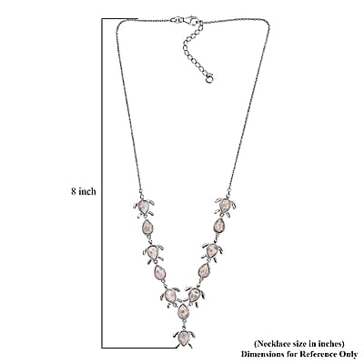D'Joy Pink Natrolite 12.65 ctw Turtle Necklace in Platinum Over Sterling Silver 18-20 Inches