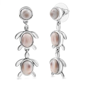 D'Joy Pink Natrolite 6.70 ctw Turtle Earrings in Platinum Over Sterling Silver