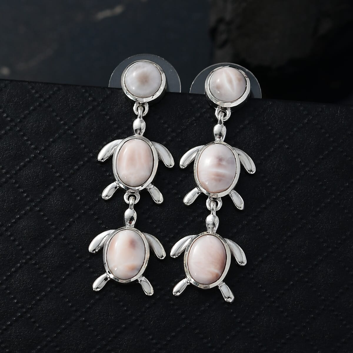 D'Joy Pink Natrolite 6.70 ctw Turtle Earrings in Platinum Over Sterling Silver image number 1