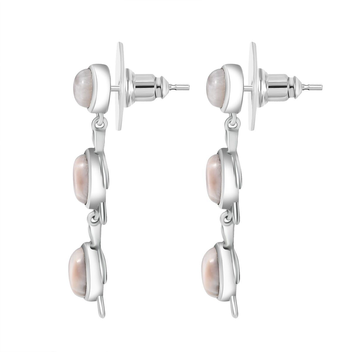 D'Joy Pink Natrolite 6.70 ctw Turtle Earrings in Platinum Over Sterling Silver image number 3