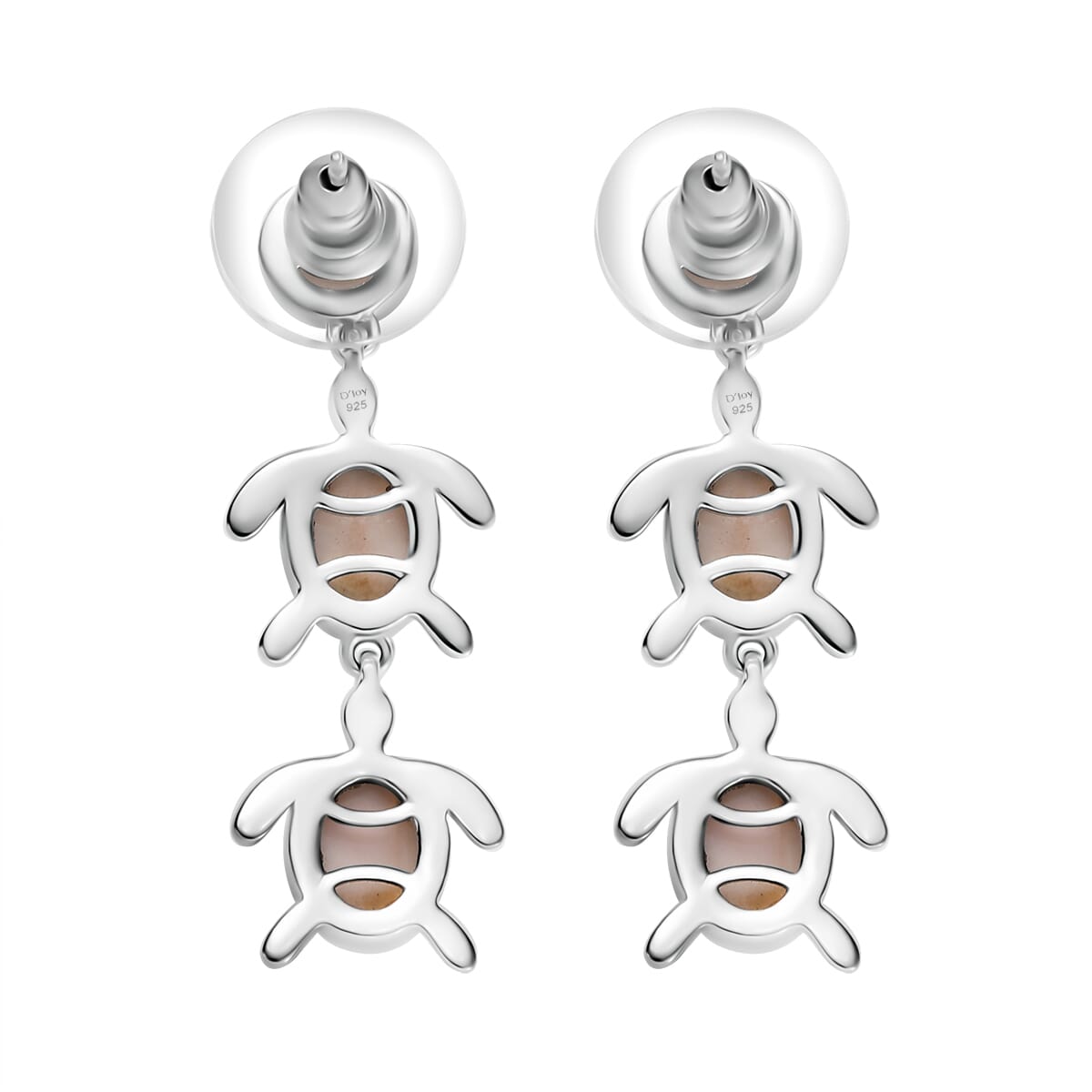D'Joy Pink Natrolite 6.70 ctw Turtle Earrings in Platinum Over Sterling Silver image number 4