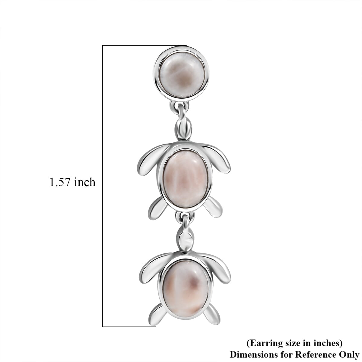 D'Joy Pink Natrolite 6.70 ctw Turtle Earrings in Platinum Over Sterling Silver image number 5