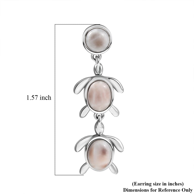 D'Joy Pink Natrolite 6.70 ctw Turtle Earrings in Platinum Over Sterling Silver