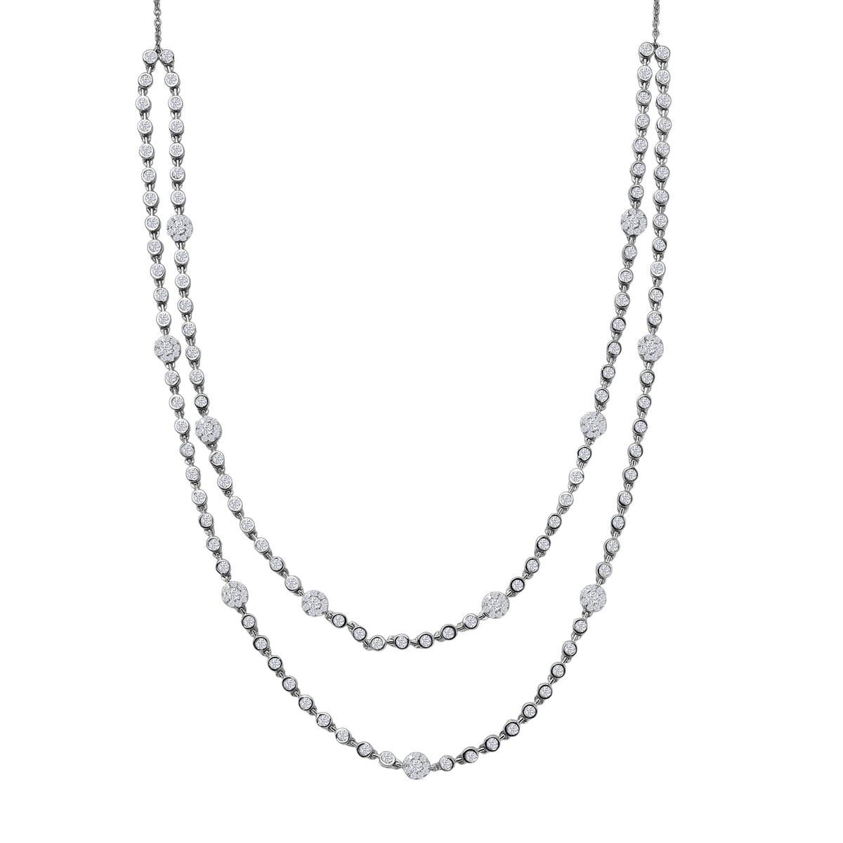 Luxuriant Lab Grown Diamond 4.20 ctw Star Necklace 20-22 Inches in Rhodium Over Sterling Silver image number 0