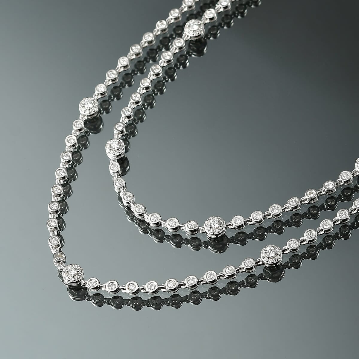 Luxuriant Lab Grown Diamond 4.20 ctw Star Necklace 20-22 Inches in Rhodium Over Sterling Silver image number 1