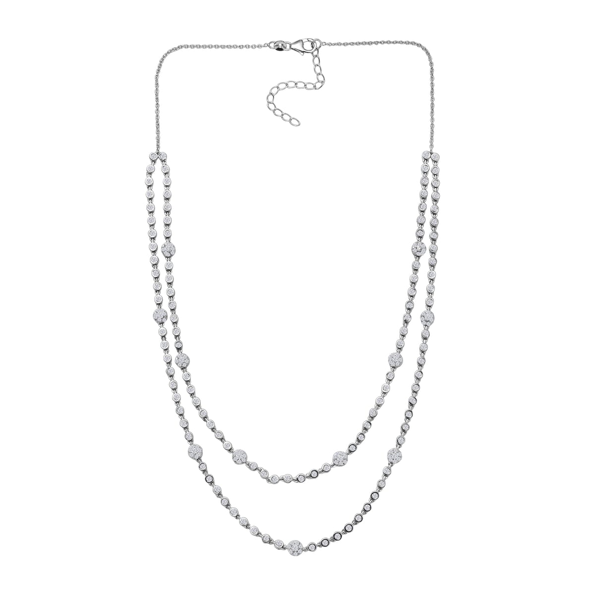 Luxuriant Lab Grown Diamond 4.20 ctw Star Necklace 20-22 Inches in Rhodium Over Sterling Silver image number 3