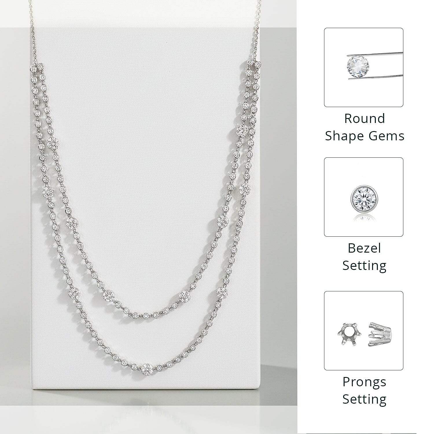 Luxuriant Lab Grown Diamond G-H SI 4.20 ctw Station Necklace 20-22 Inches in Rhodium Over Sterling Silver