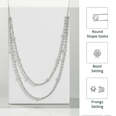 Luxuriant Lab Grown Diamond G-H SI 4.20 ctw Station Necklace 20-22 Inches in Rhodium Over Sterling Silver