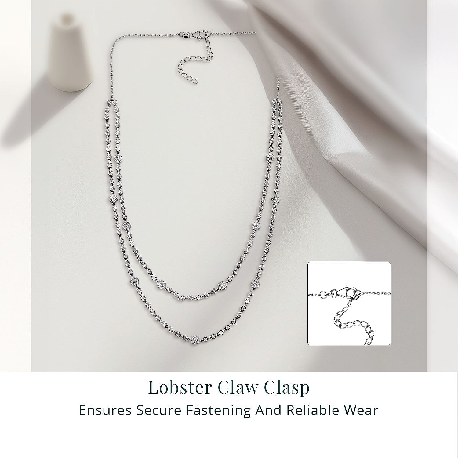Luxuriant Lab Grown Diamond G-H SI 4.20 ctw Station Necklace 20-22 Inches in Rhodium Over Sterling Silver