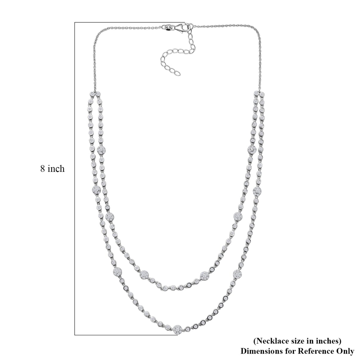 Luxuriant Lab Grown Diamond 4.20 ctw Star Necklace 20-22 Inches in Rhodium Over Sterling Silver image number 5