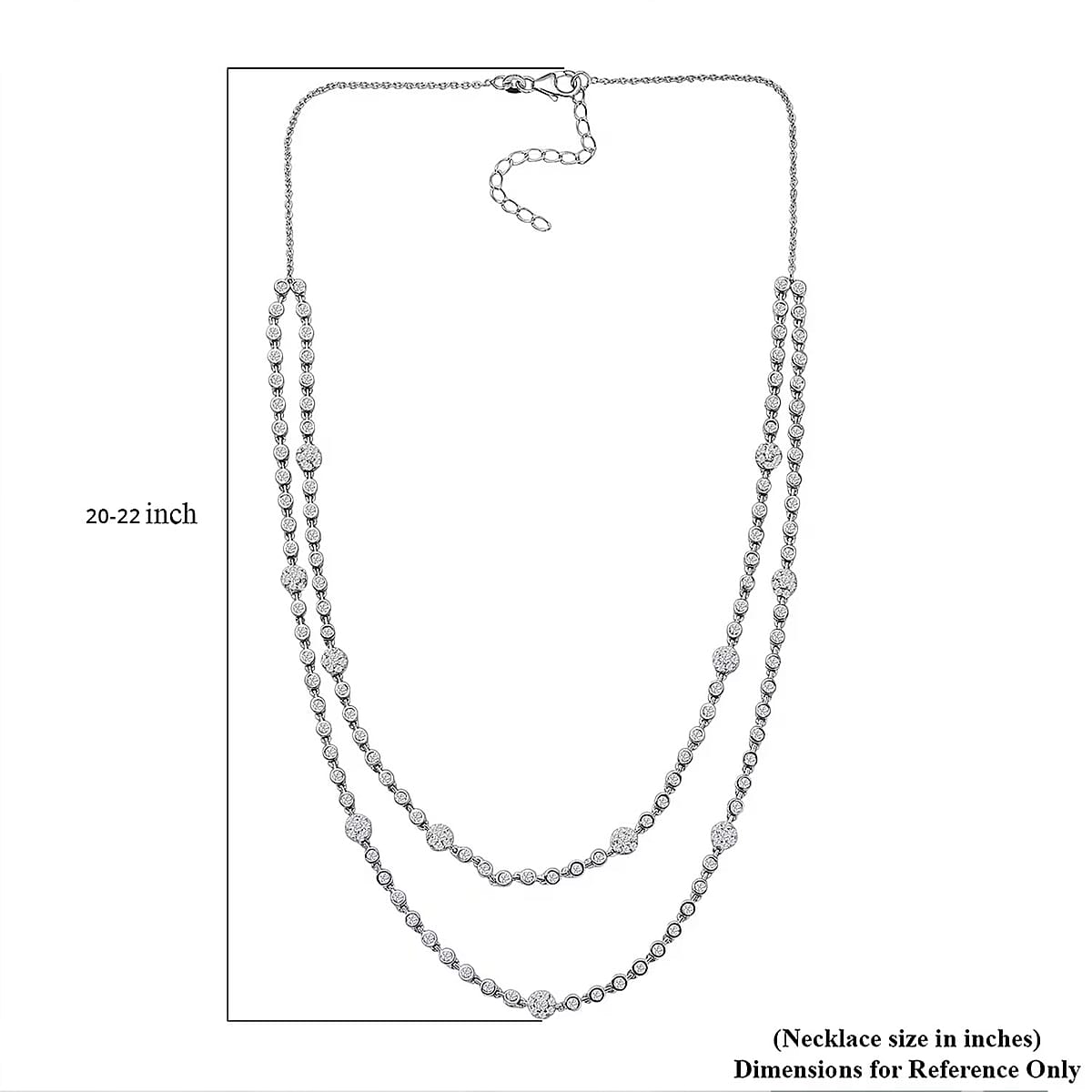 Luxuriant Lab Grown Diamond G-H SI 4.20 ctw Station Necklace 20-22 Inches in Rhodium Over Sterling Silver image number 6