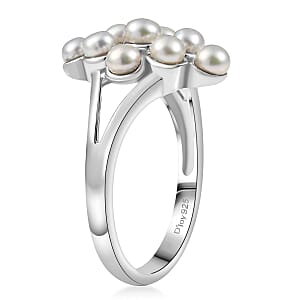 D'Joy Freshwater Pearl Nine Moons Ring in Platinum Over Sterling Silver (Size 7.0)