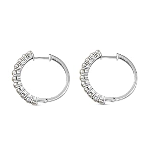 D'Joy Freshwater Pearl Orbit Hoop Earrings in Rhodium Over Sterling Silver