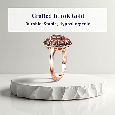 Luxoro Premium Blush Tourmaline and Natural Champagne Diamond 2.80 ctw Blush Bloom Ring in 10K Rose Gold (Size 11.0)