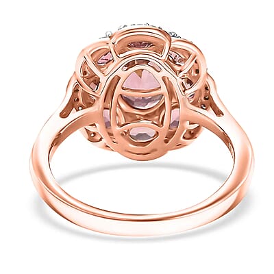 Luxoro Premium Blush Tourmaline and Natural Champagne Diamond 2.80 ctw Blush Bloom Ring in 10K Rose Gold (Size 11.0)