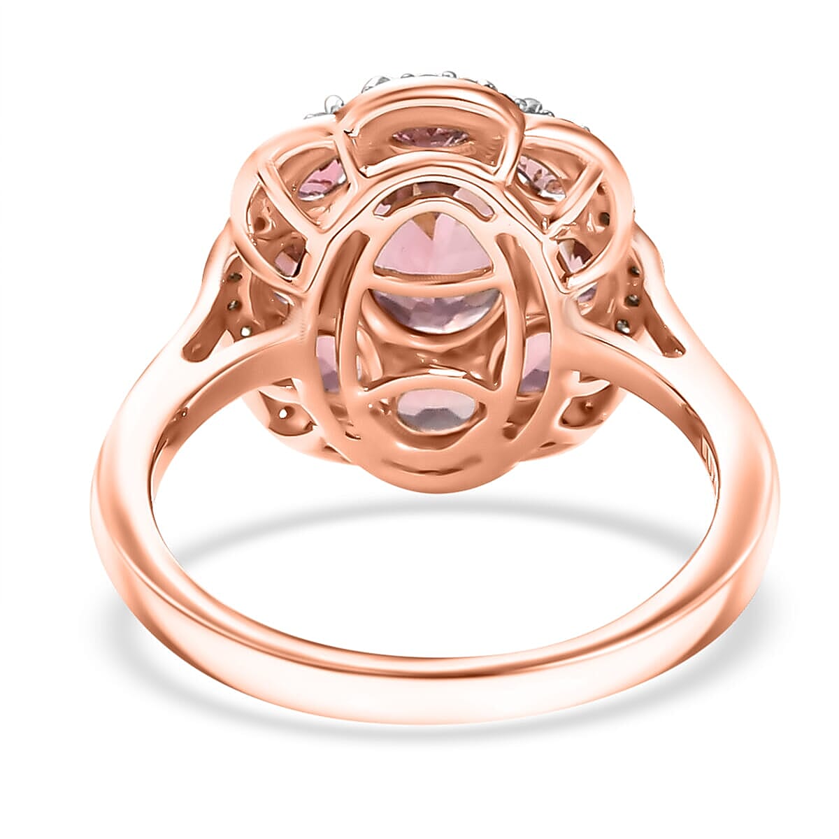 Luxoro Premium Blush Tourmaline and Natural Champagne Diamond 2.80 ctw Blush Bloom Ring in 10K Rose Gold (Size 5.5) image number 4