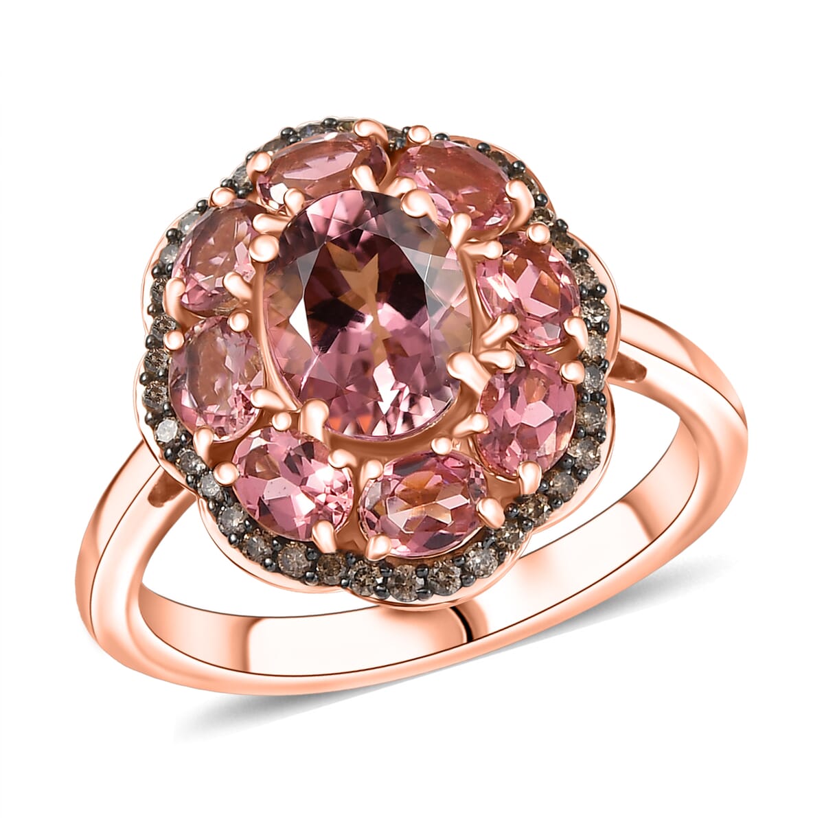 Luxoro Premium Blush Tourmaline and Natural Champagne Diamond 2.80 ctw Ring in 10K Rose Gold (Size 6.0) image number 0