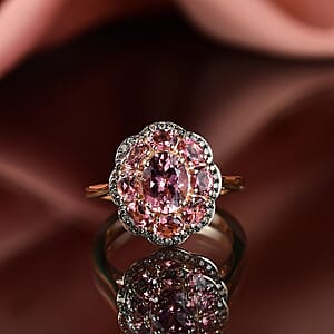 Luxoro Premium Blush Tourmaline and Natural Champagne Diamond 2.80 ctw Blush Bloom Ring in 10K Rose Gold (Size 8.0)
