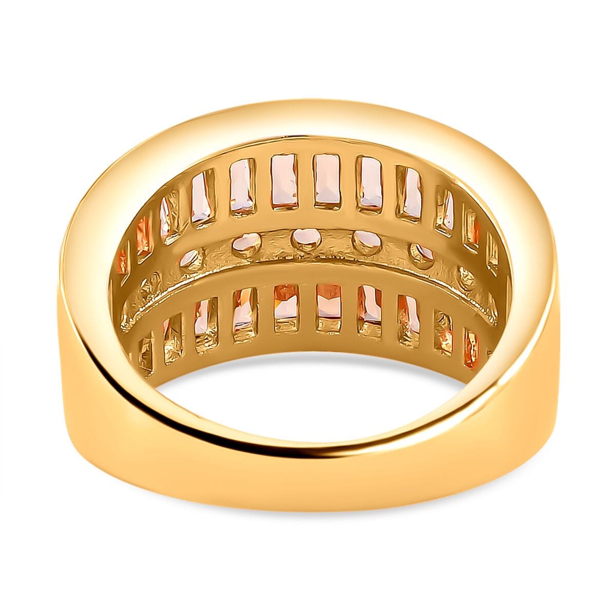 Simulated Champagne Diamond Bridge Ring in Goldtone (Size 9.75) image number 4
