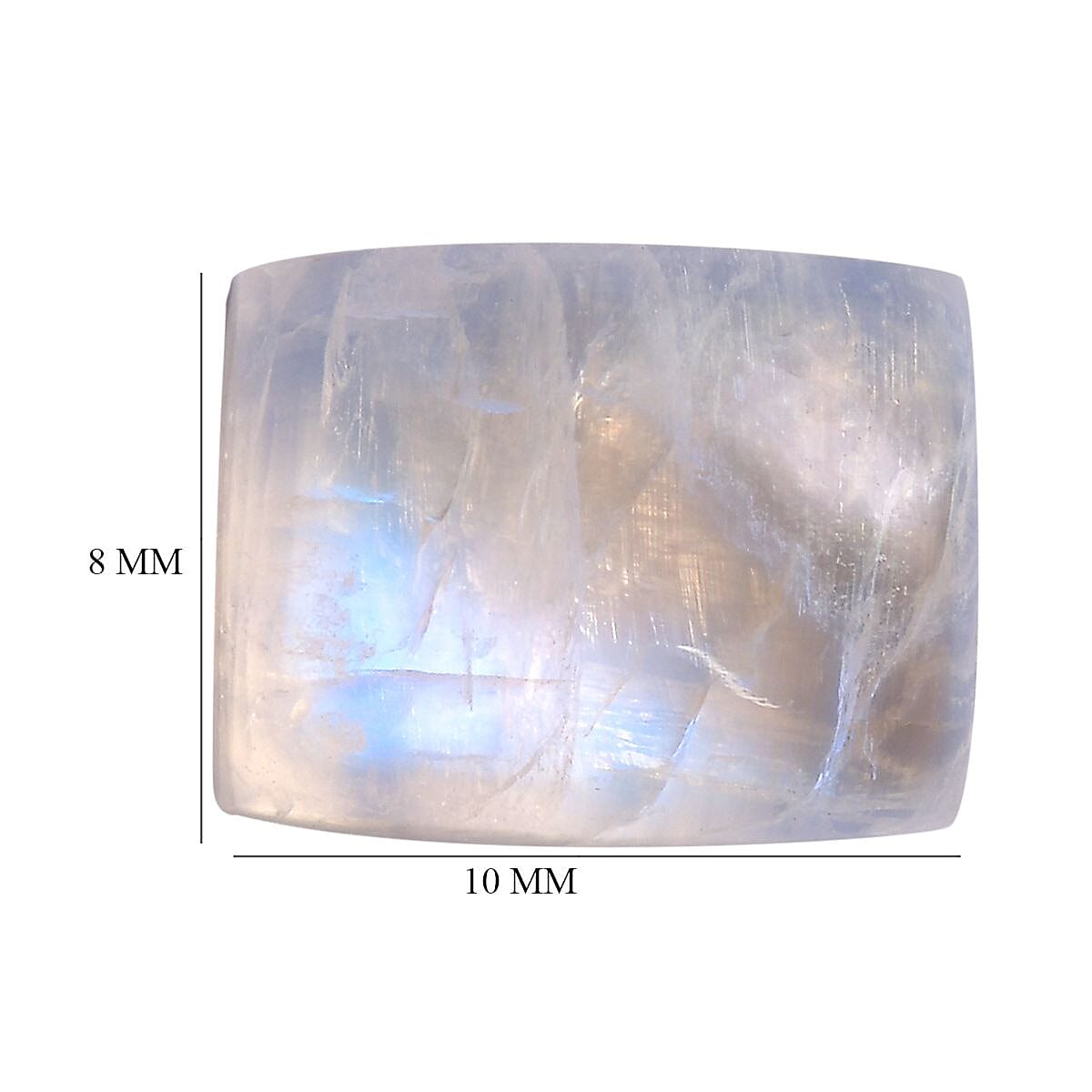 AA Rainbow Moonstone (Cush 10x8 mm) 3.08 ctw Loose Gemstone image number 4