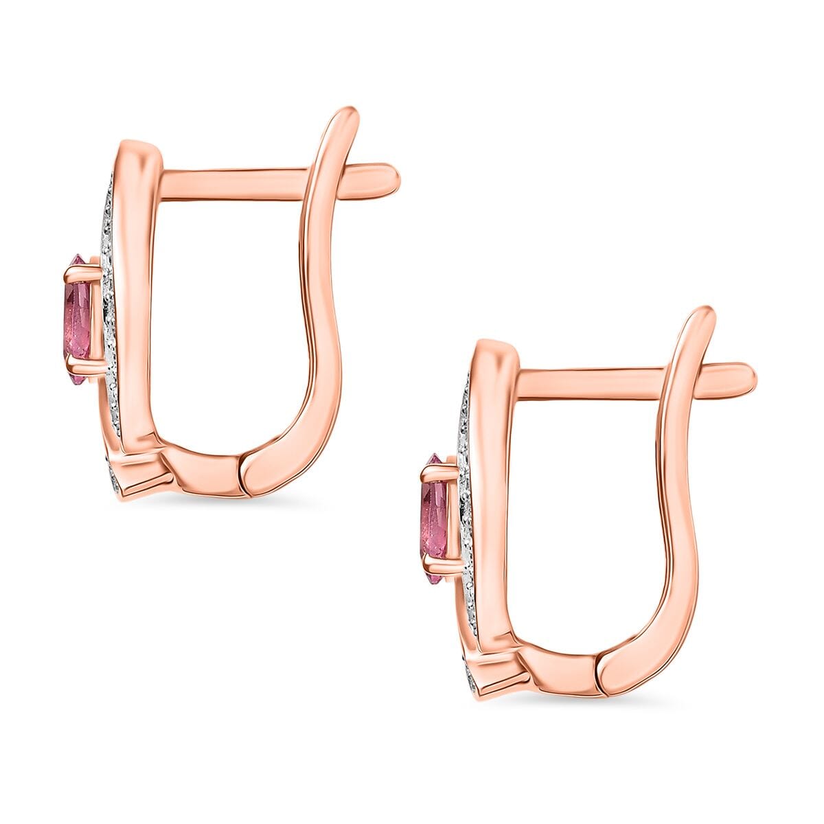 D'Joy Narsipatnam Pink Spinel and White Zircon 0.85 ctw Leaf Earrings in 18K Vermeil Rose Gold Over Sterling Silver image number 3