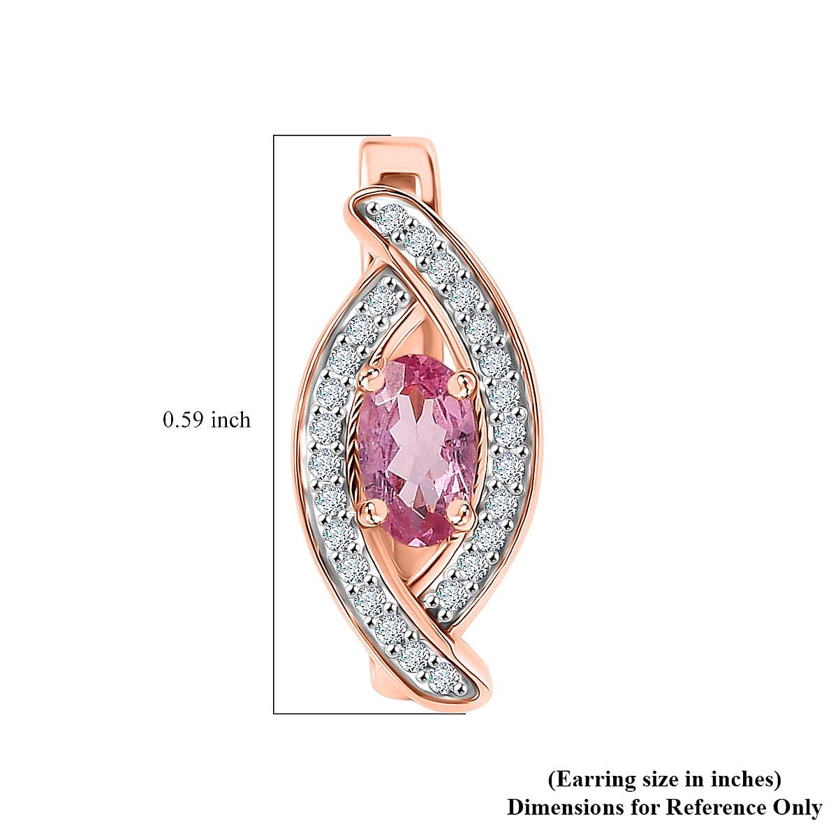 D'Joy Narsipatnam Pink Spinel and White Zircon 0.85 ctw Leaf Earrings in 18K Vermeil Rose Gold Over Sterling Silver