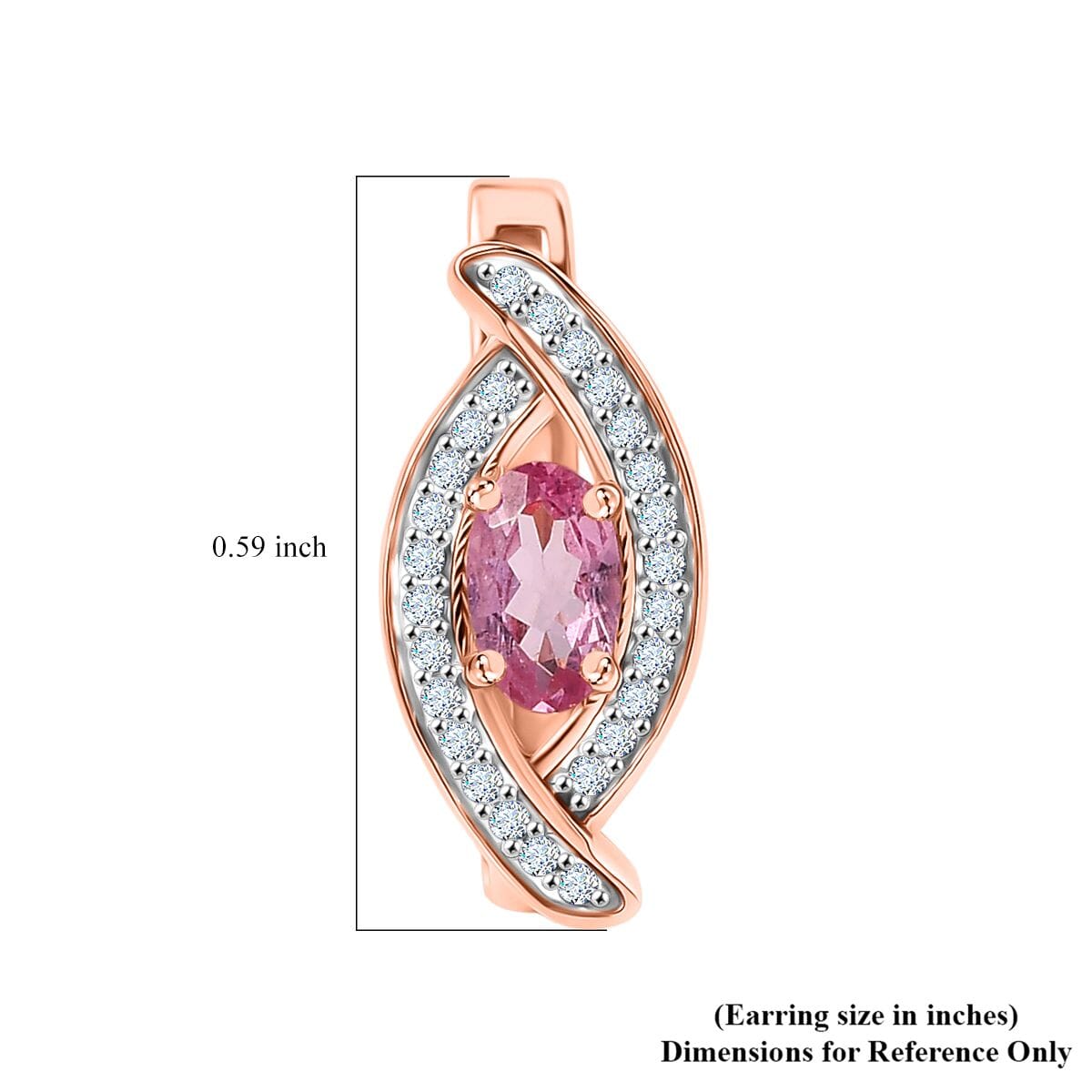 D'Joy Narsipatnam Pink Spinel and White Zircon 0.85 ctw Leaf Earrings in 18K Vermeil Rose Gold Over Sterling Silver image number 4