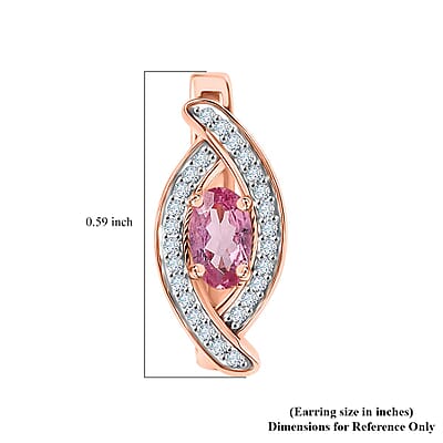 D'Joy Narsipatnam Pink Spinel and White Zircon 0.85 ctw Leaf Earrings in 18K Vermeil Rose Gold Over Sterling Silver