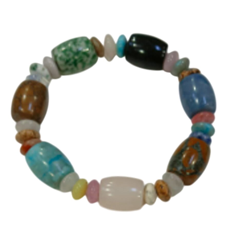 Multi Gemstone Beaded Stretch 160.00 ctw Bracelet (7.00-7.50 In)