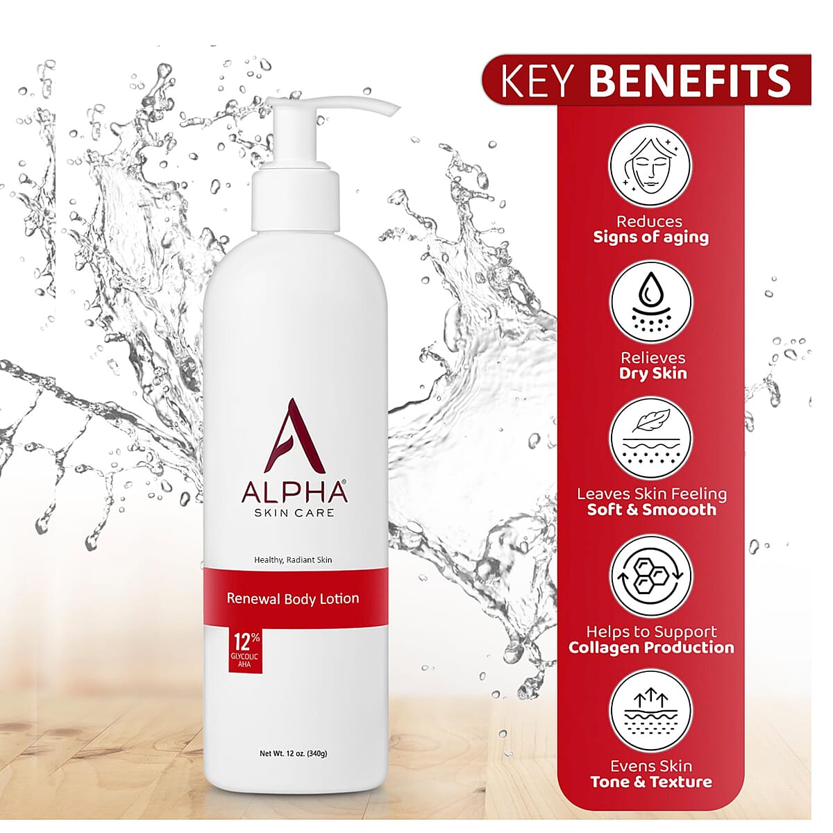 ALPHA Skincare Renewal Body Lotion with 12% Glycolic AHA (12oz)  image number 4