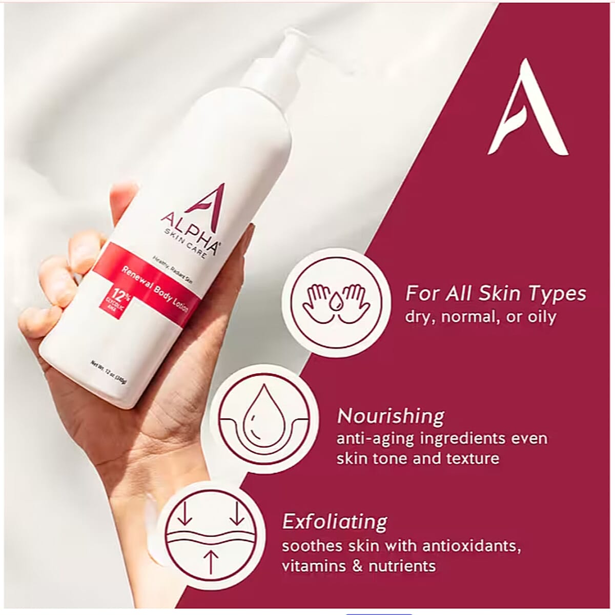 ALPHA Skincare Renewal Body Lotion with 12% Glycolic AHA (12oz)  image number 5